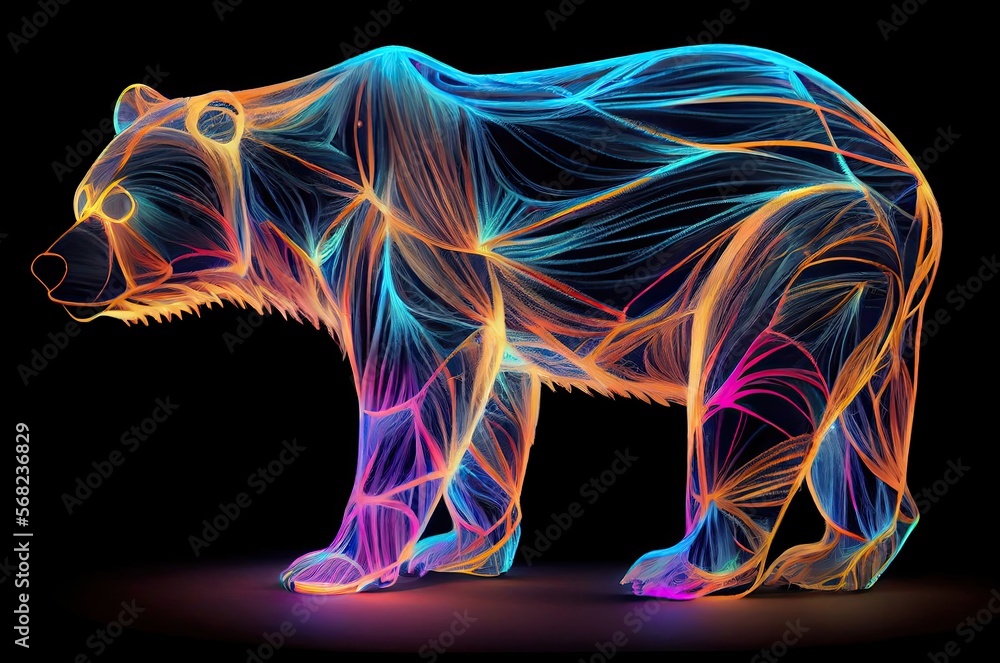 Poster bear multi color style generative ai