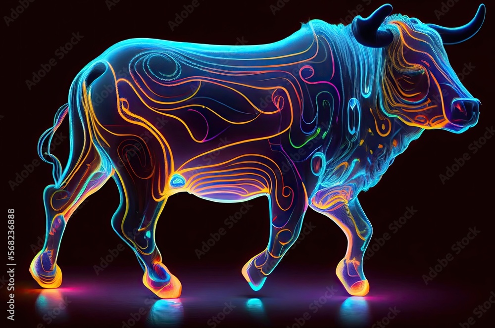 Poster bull multi color style 002 generative ai
