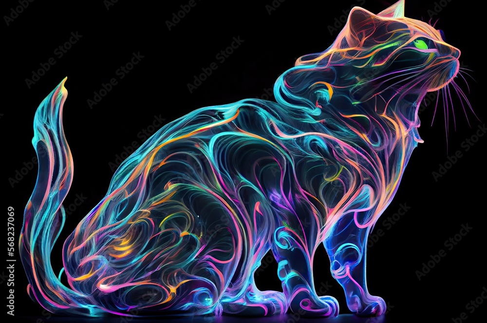 Poster cat multi color style generative ai