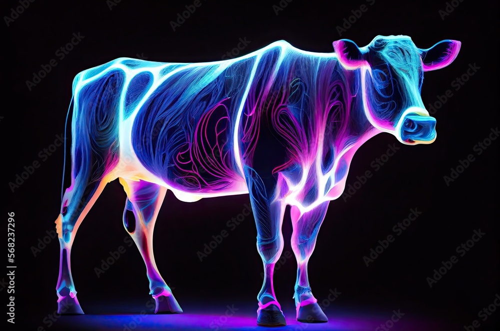 Poster cow multi color style 002 generative ai