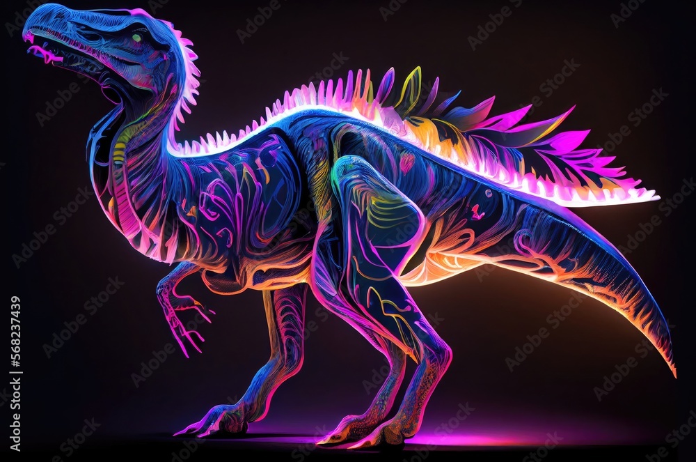 Poster dinosaur multi color style generative ai