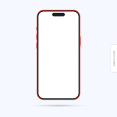 Vector illustration. A mockup of a red smartphone with a white screen, highlighted on a shade of blue background and presented in vector format, offers a versatile UI UX design solution