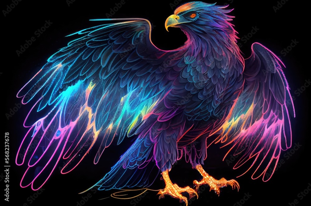 Poster eagle multi color style generative ai