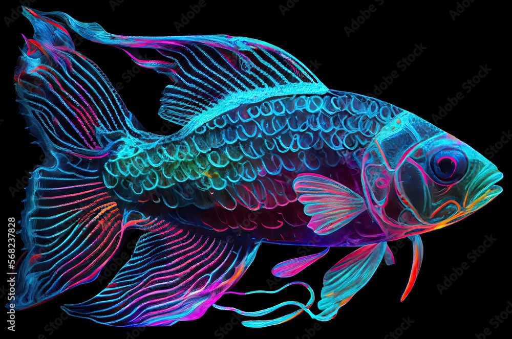 Poster fish multi color style 002 generative ai