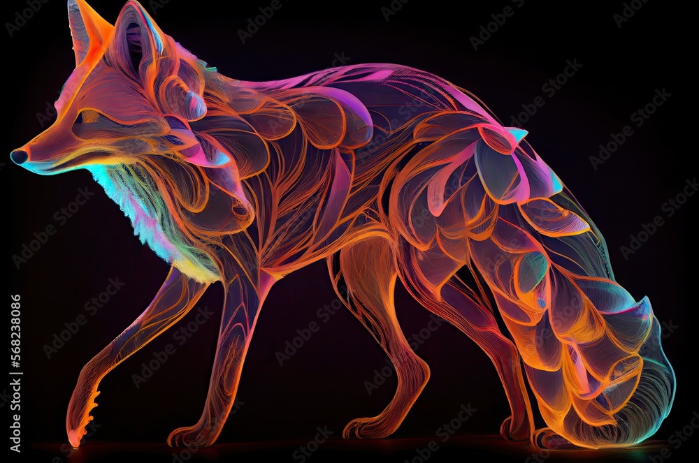Poster fox orange multi color style generative ai