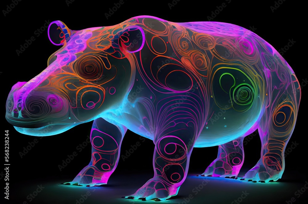Poster hippo multi color style generative ai