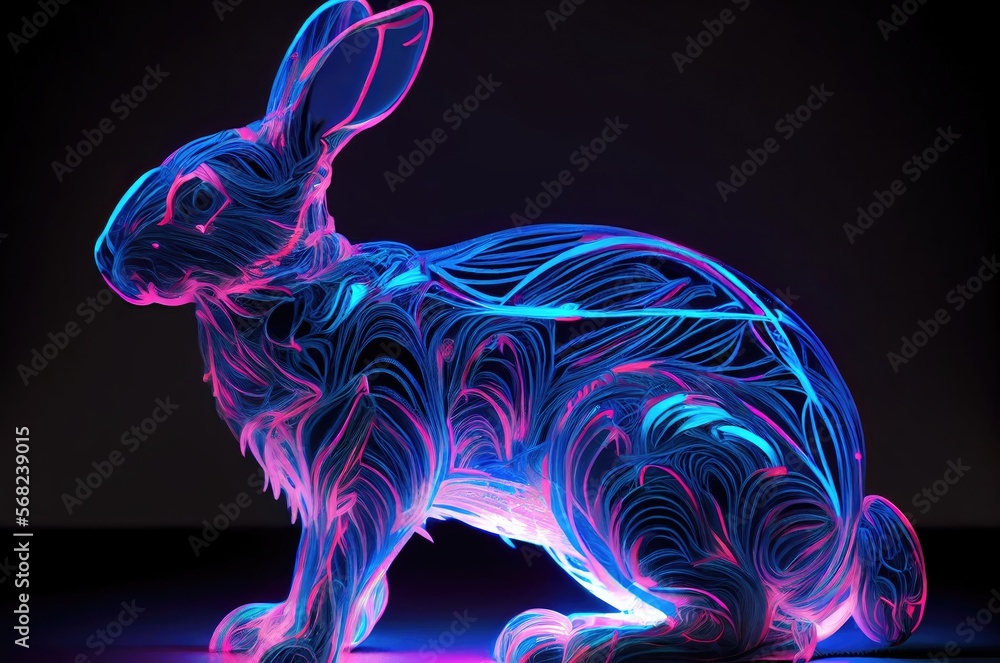 Poster rabbit purple multi color style generative ai