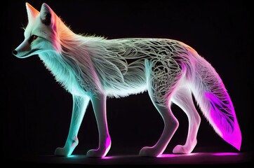 Fototapeta na wymiar White Fox Multi Color Style Generative AI