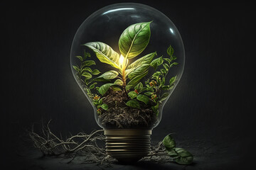 Tree forest plant life light bulb  standing upright Generative AI