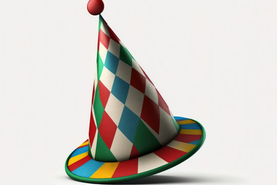 Jester hat on a white background, isolated. Generative AI