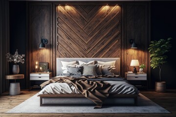 Luxury interior cozy bedroom 