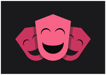 Fototapeta premium Three masks that laugh, simple vector illustration