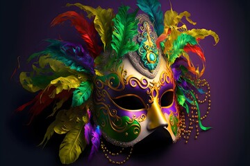 carnival mask with feathers. generative ai