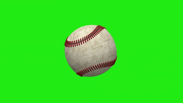 Worn baseball roll in and rotate green screen