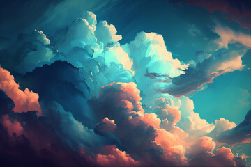 Naklejka premium blue sky and clouds background, Generative AI 