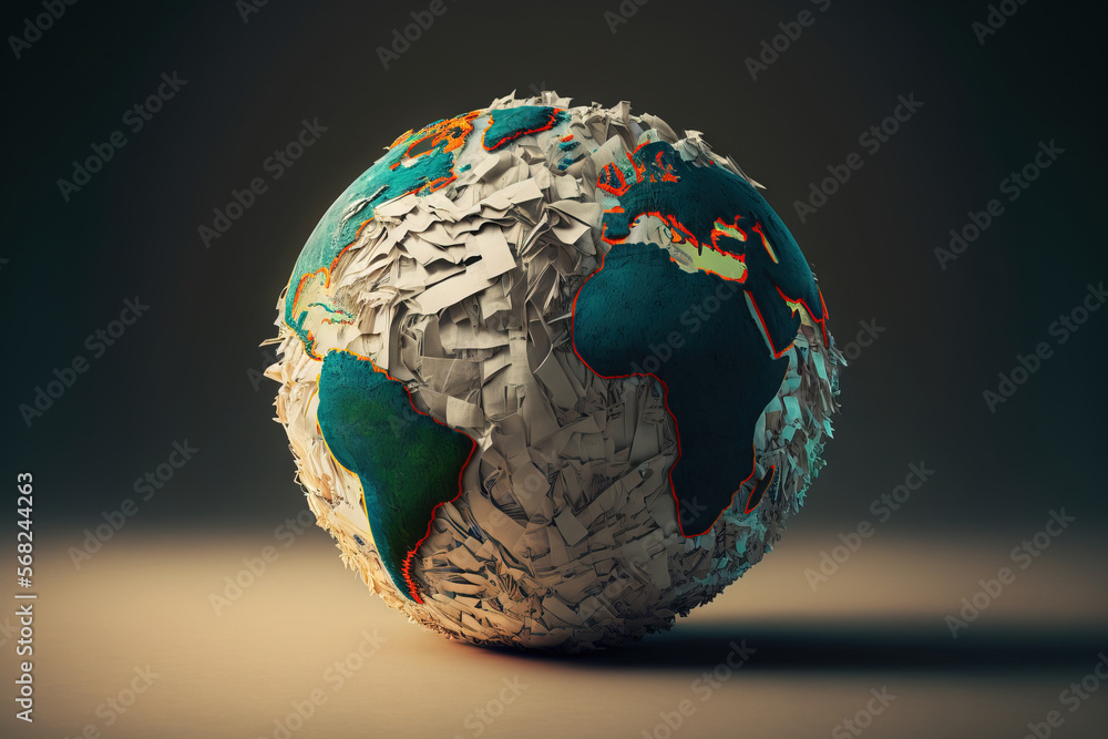 Aufkleber recycling and saving the globe concepts. generative ai
