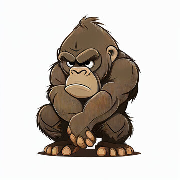 Cartoon of a gorilla on white background