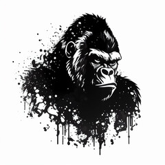 Black gorilla logo - obrazy, fototapety, plakaty