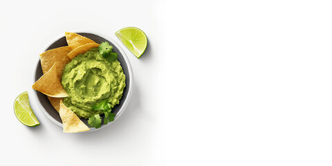 Obraz premium Bowl of Guacamole on a White Background with Room for Copy (Generative AI)