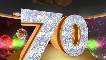 70th anniversary animation in gold and diamonds with fireworks background,
Animated 70 years anniversary Wishes in 4K
- Powered by Adobe