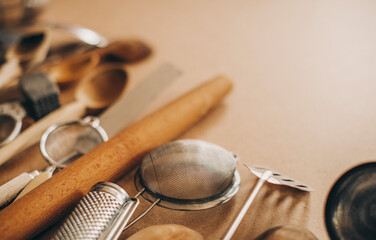 utensils on wooden table