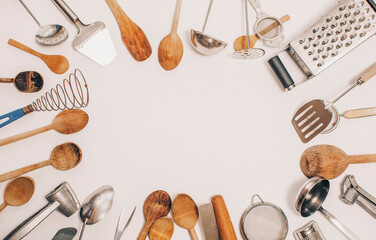 Fototapeta na wymiar wooden kitchen utensils