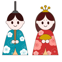 ひな祭りイラスト　雛人形お内裏様お雛様