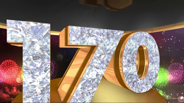 170th anniversary animation in gold and diamonds with fireworks background, 
Animated 170 years anniversary Wishes in 4K 
