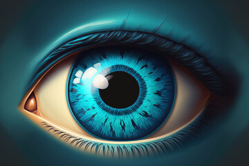 macro shot of a blue human eye. Generative AI