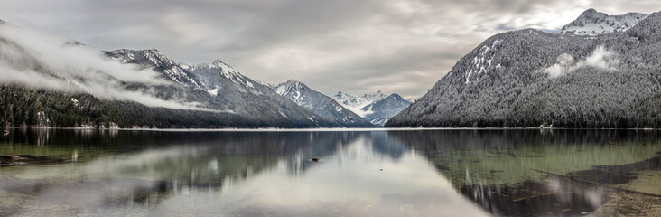 Panoramic view of Chilliwack Lake in winter