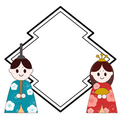 ひな人形イラスト　ひな祭り　菱餅