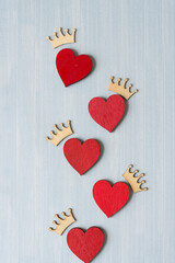 crowned hearts on blue paper