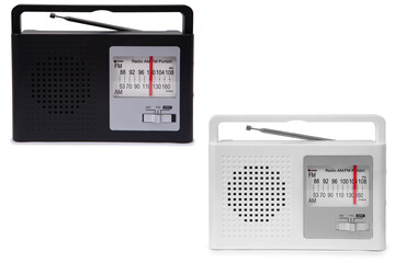 Obraz premium Portable retro radio isolated on white background