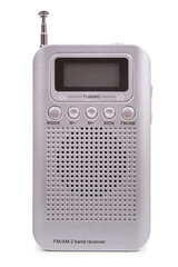 Portable retro radio isolated on white background