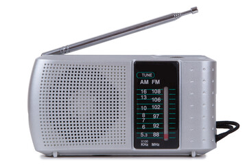 Obraz premium Portable retro radio isolated on white background