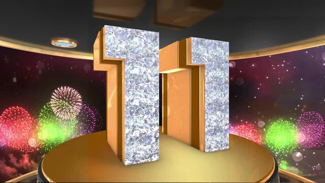 11th birthday animation in gold and diamonds with fireworks background, 
Animated 11 years Birthday Wishes in 4K 