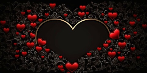 Blank frame and hearts pattern