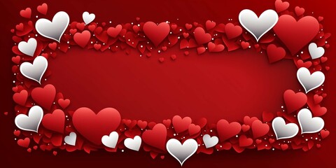 Blank frame and hearts pattern