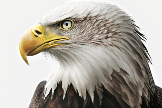 Bald eagle of North America on a white background. Generative AI