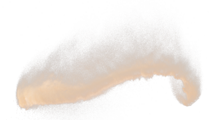 Small size fine Sand flying explosion, Golden grain wave explode. Abstract cloud fly. Yellow colored sand splash silica in Air, Galaxy star universe sign symbol. Element Black background Isolated