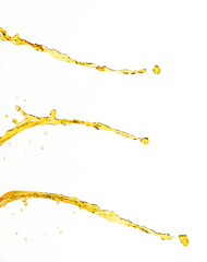 Orange, lemon juice or oil lubricant splash, liquid gold yellow drink drops. Fruit beverage water...