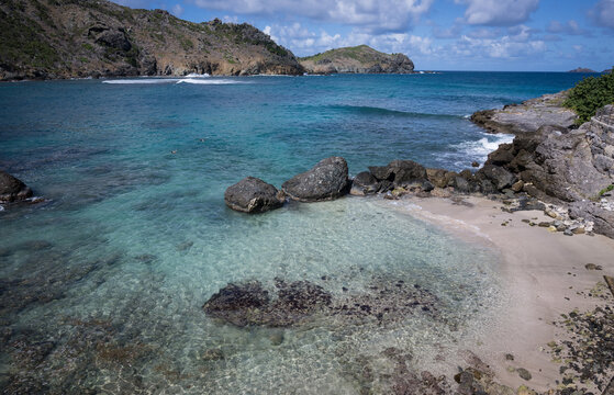 The bay at Flamands on the French Caribbean island of St Barth (Saint Barthelemy)
