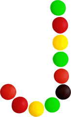 Letter J made out of candy