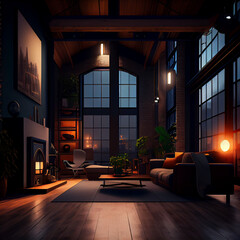 Fototapeta premium Modern industrial style home interior project