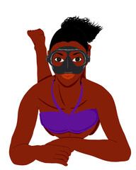 Illustration of a woman in Scuba mask