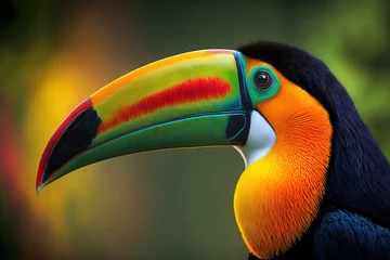 Foto op Aluminium Keel billed Ramphastos sulfuratus, a huge, colorful toucan from the forest of Costa Rica with a brightly colored beak. Generative AI © 2rogan