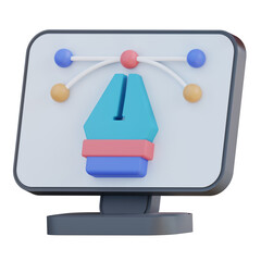 3D illustration computer design and pen tool