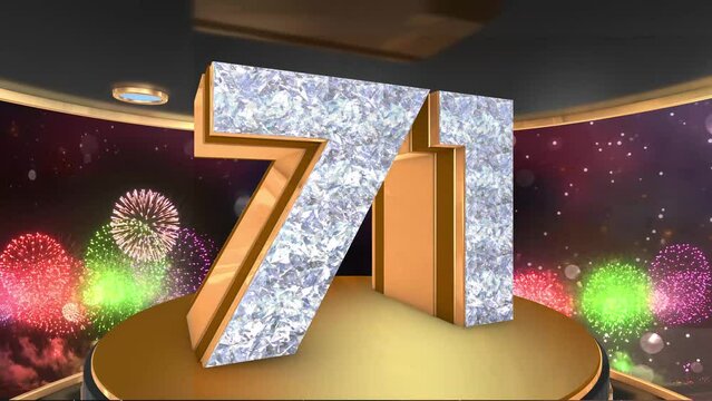 71st birthday animation in gold and diamonds with fireworks background, 
Animated 71 years Birthday Wishes in 4K 