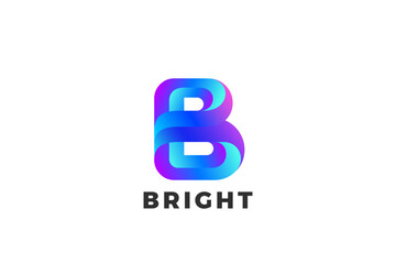 Letter B Logo design Colorful Media vector template Ribbon style.