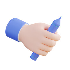 3D illustration hand and pen drawing